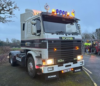 Classic white Scania truck